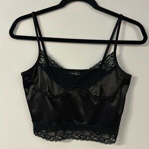 Shein black lace crop top